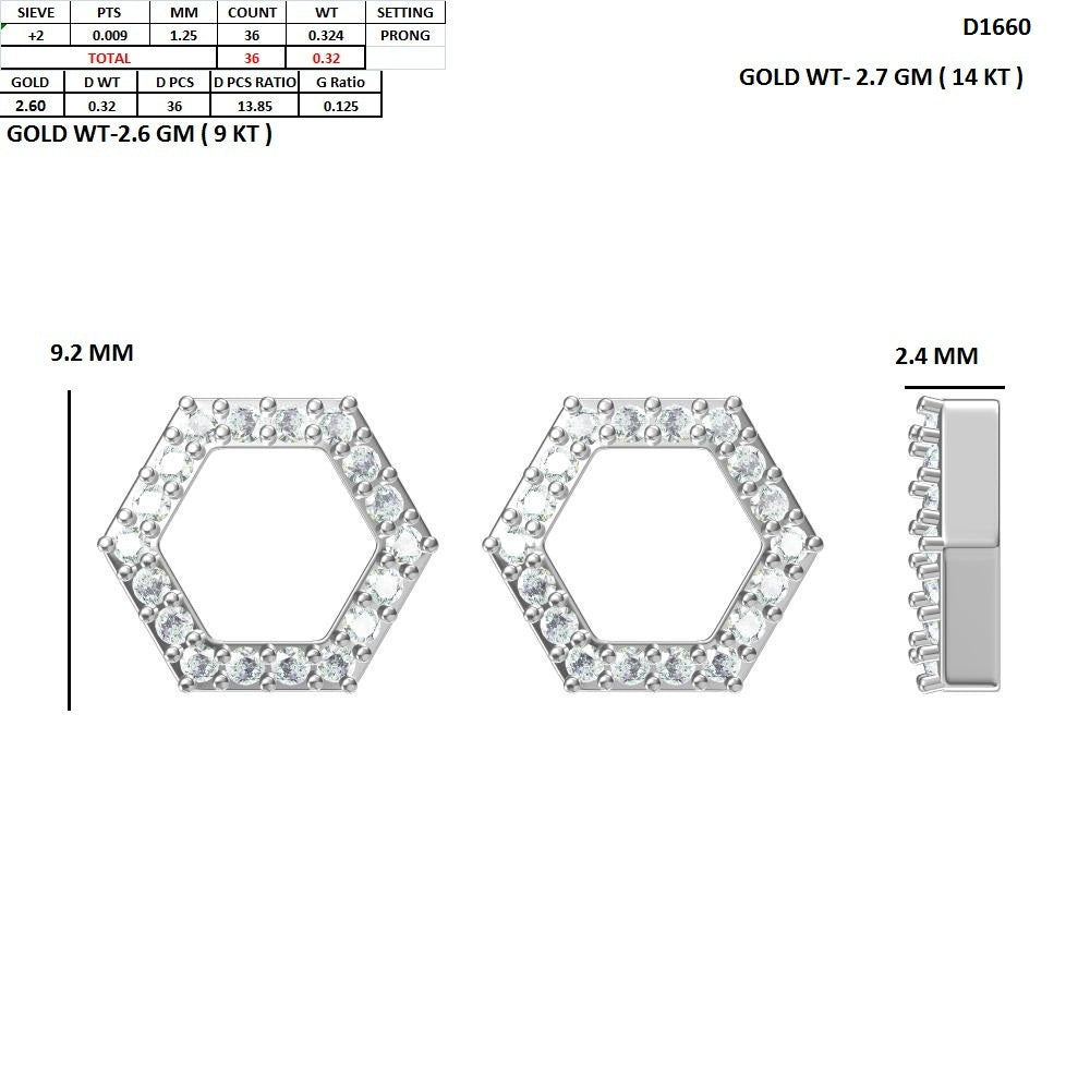 Hexagon Diamond Earrings